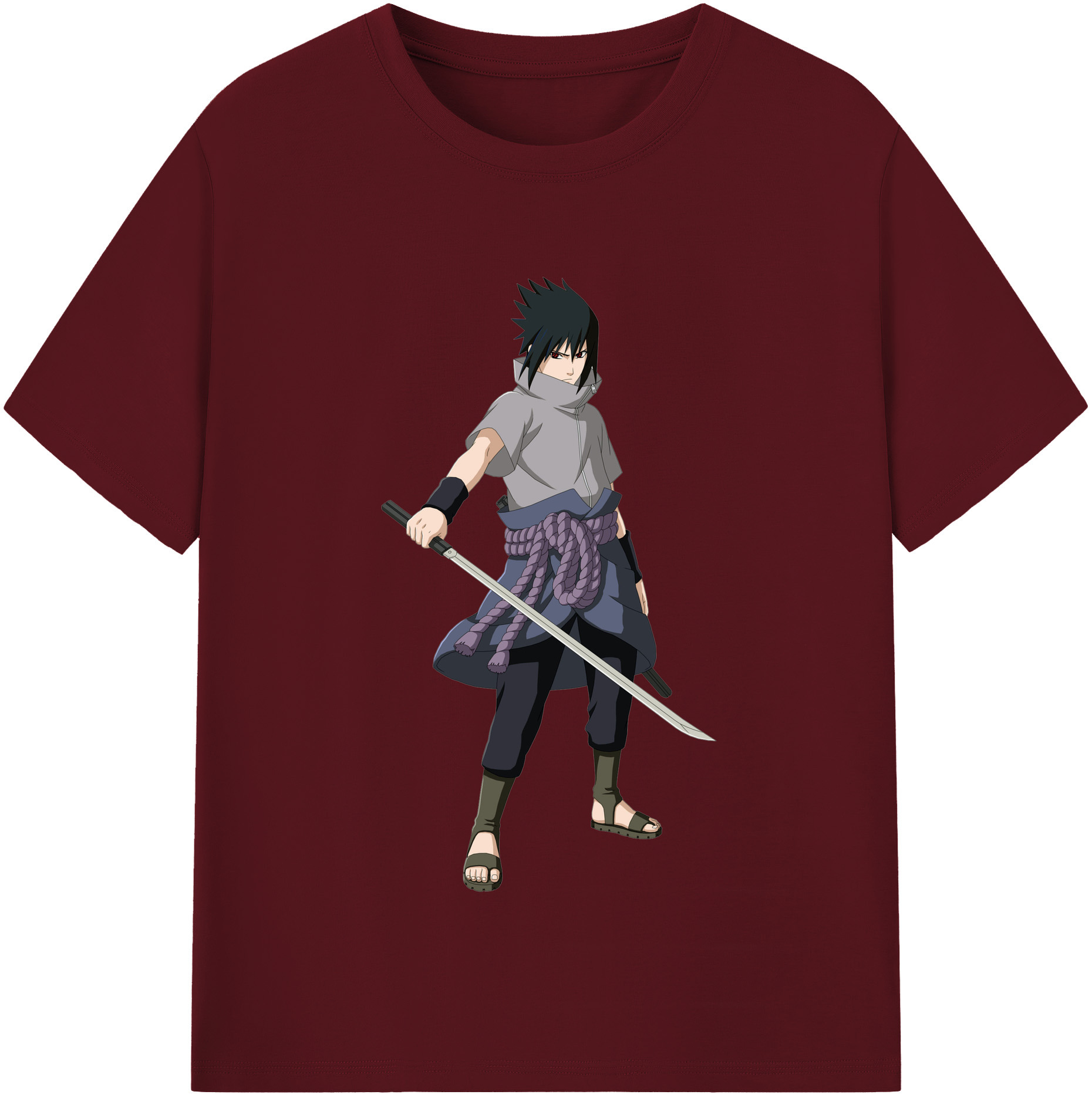 （画像用） NARUTO -ナルト- うちは サスケ Uchiha Sasuke 綿100％半袖Tシャツ（フロントプリント）